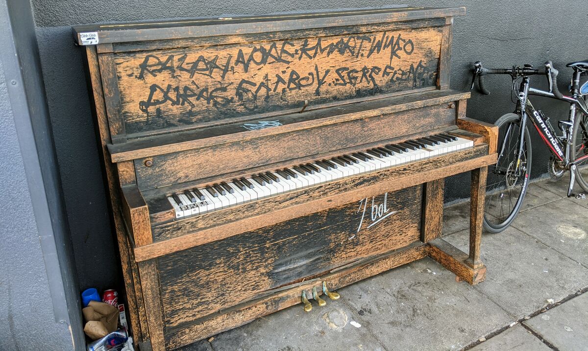 A public piano on a Seattle street