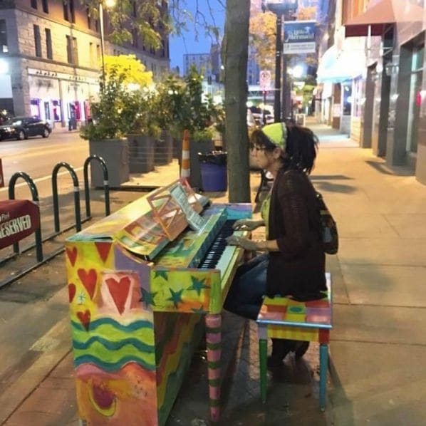 Public piano in Cedar Rapids, Iowa, United States