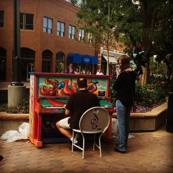Photo of Downtown Fort Collins at Thamel Import Gift Shop, 19, Old Town Square, Fort Collins, Larimer County, Colorado, 80524, United States. So there is a piano right outside of…