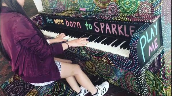 Photo of Atlantic Station at West District Avenue, Atlantic Station, Atlanta, Fulton County, Georgia, 30363, United States. I am a pianist who faced a pretty piano outside a…