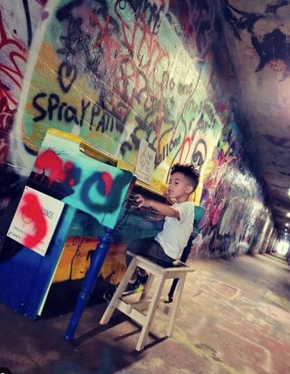 Photo of Krog Street Tunnel at Krog Street Southeast, Inman Park, Old Fourth Ward, Atlanta, Fulton County, Georgia, 30316, United States. Rizzy Rio on the keys 🎹 @pianosforpeace